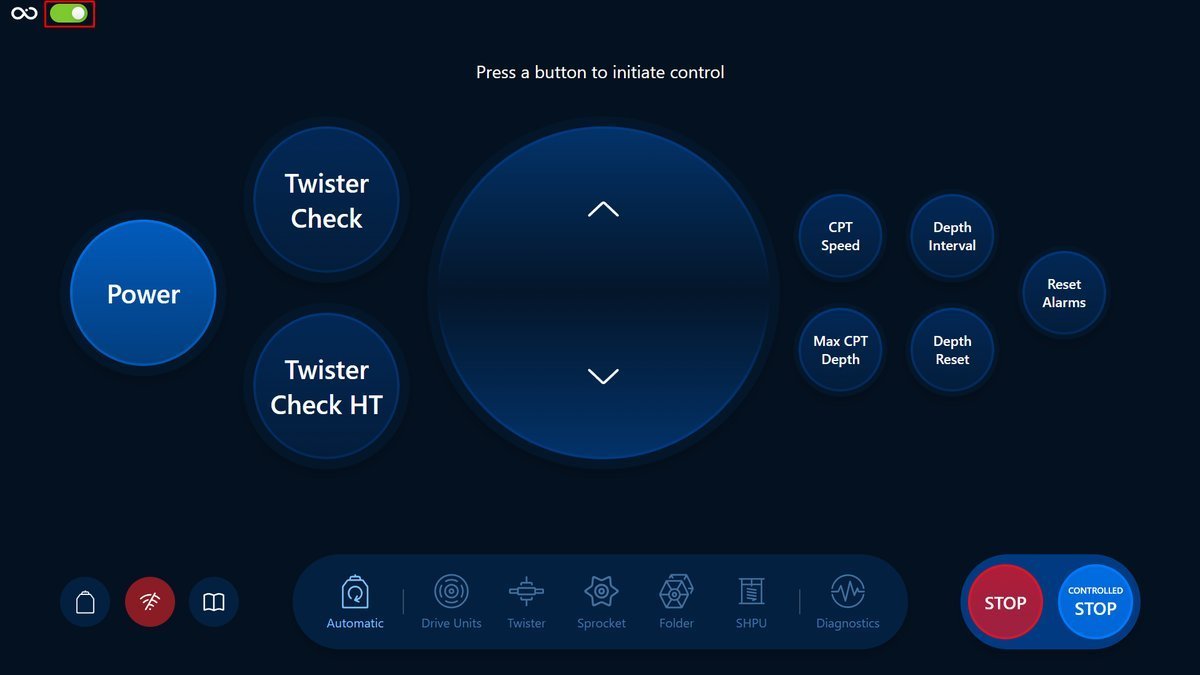 Button state toggle highlighted in red Button state toggle highlighted in red