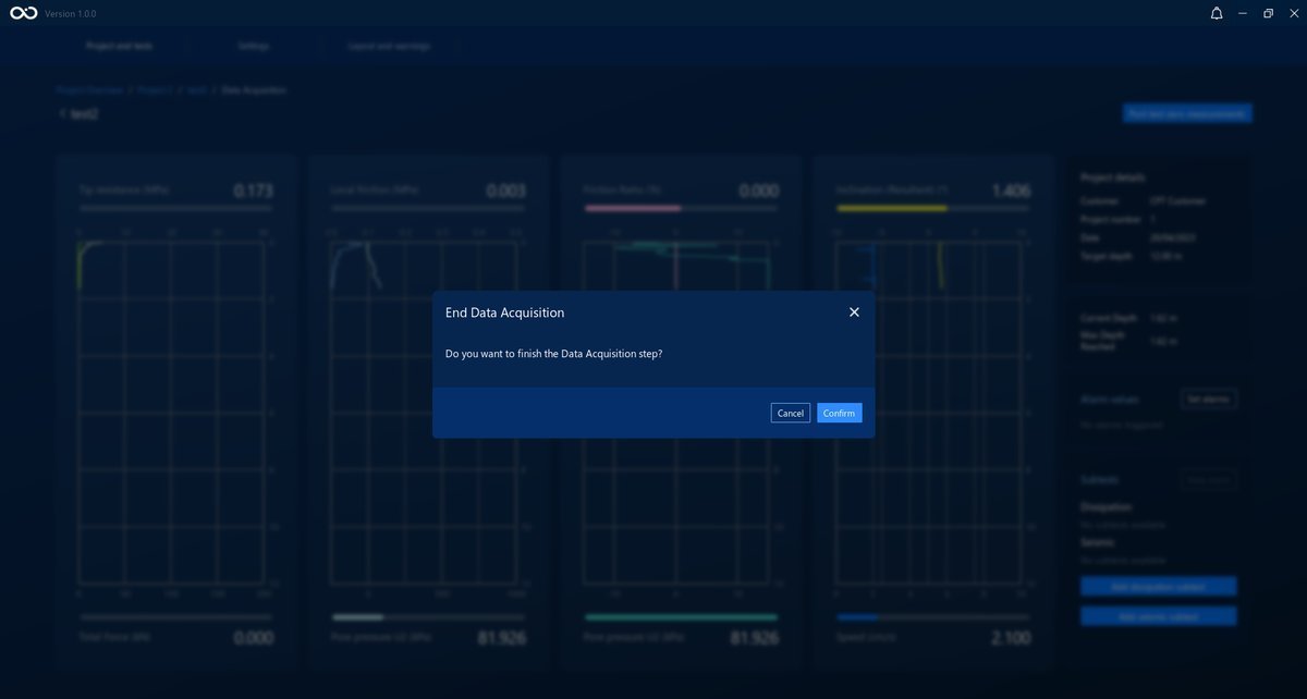 Confirm decision to finish the data acquisition Confirm decision to finish the data acquisition