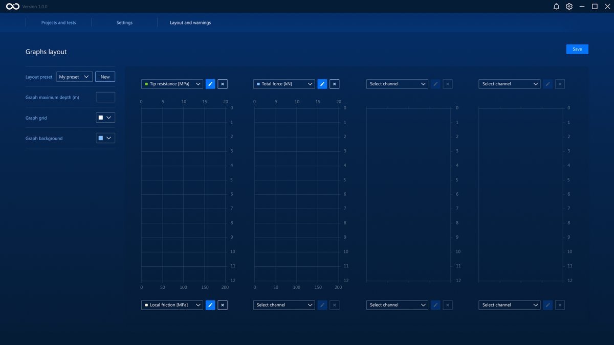 The page where you can set graph presets The page where you can set graph presets