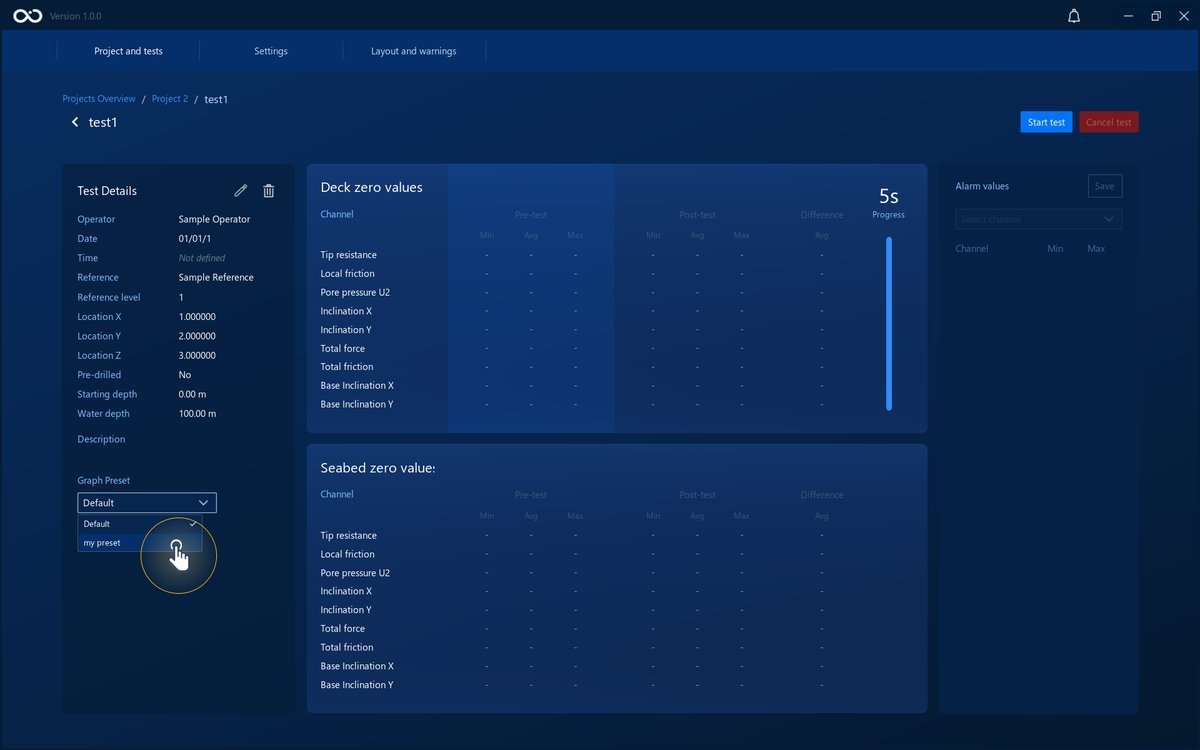 Select a preset for a specific test Select a preset for a specific test