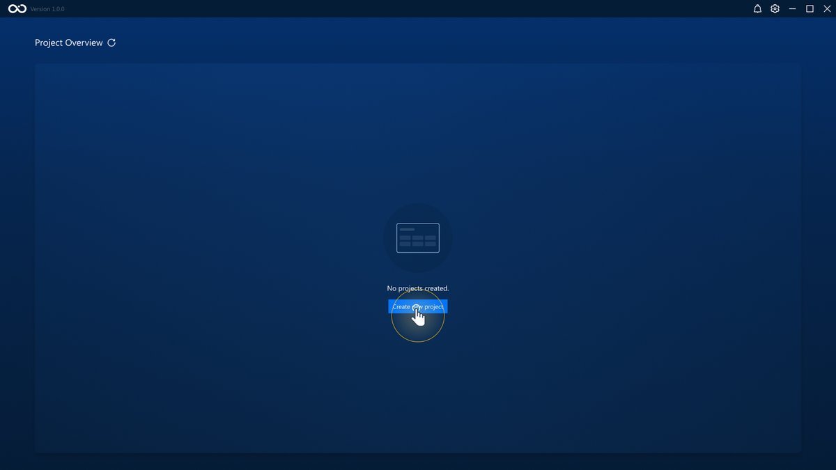 Empty Project Overview with Create Project button