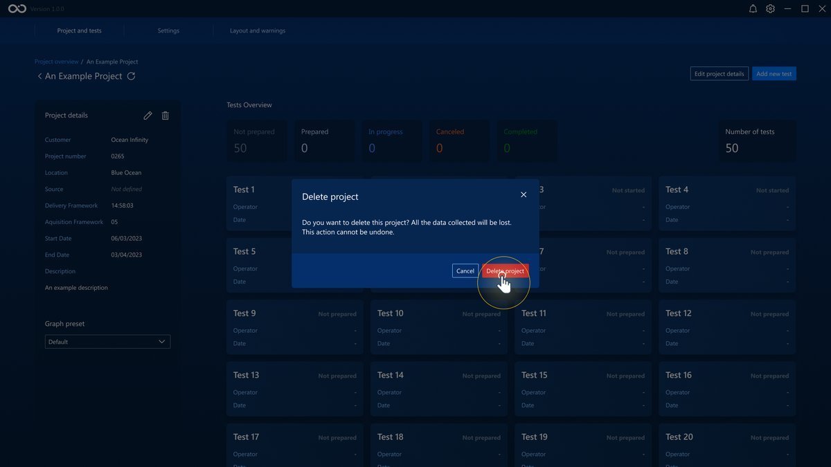 The confirmation modal to delete a project The confirmation modal to delete a project