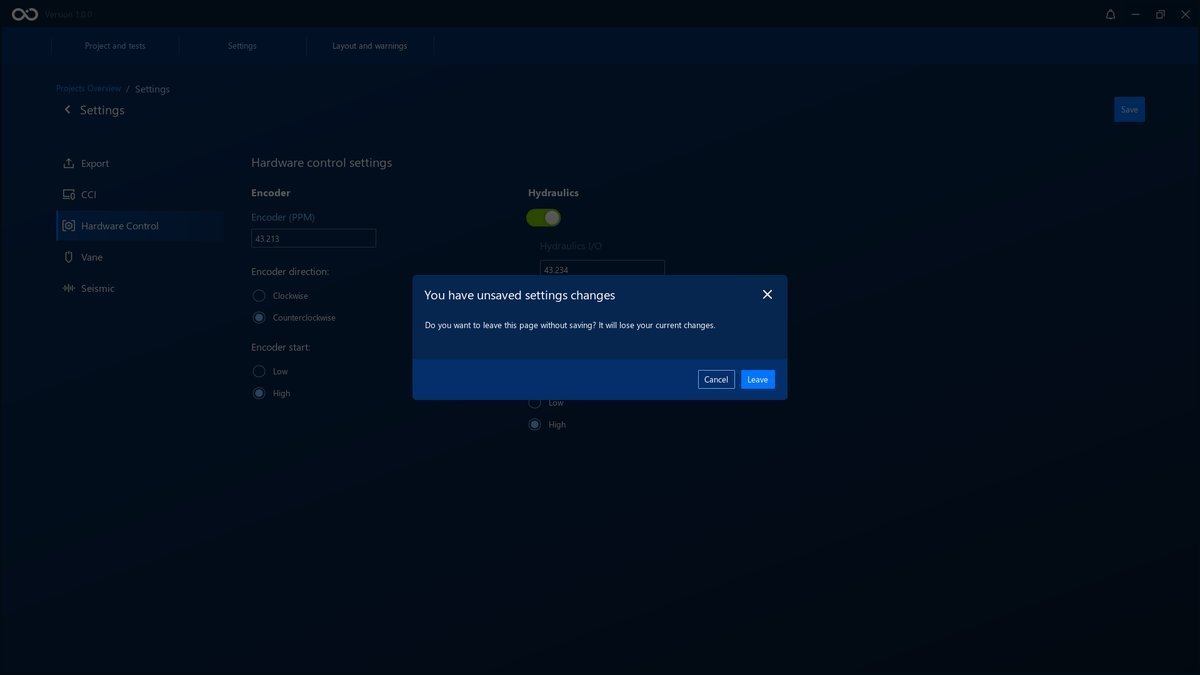 The unsaved changes modal The unsaved changes modal