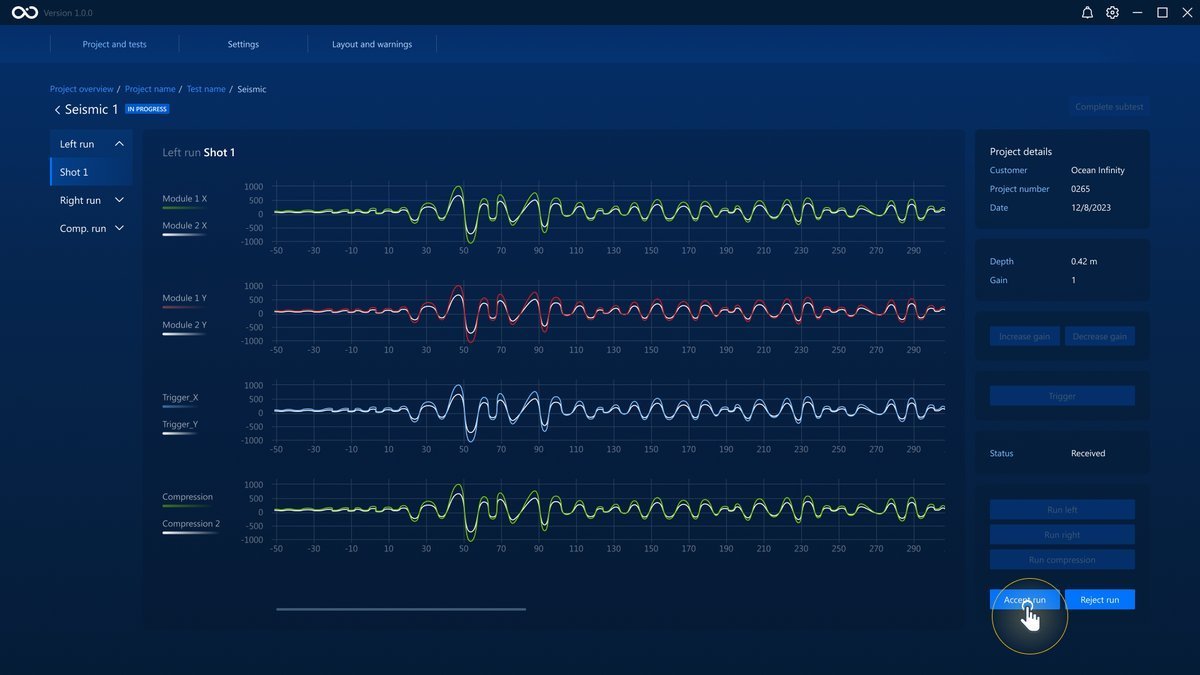 Accept a seismic subtest run Accept a seismic subtest run