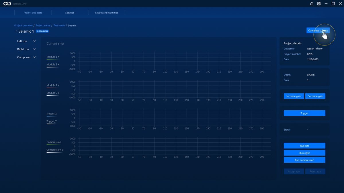 Complete a seismic subtest Complete a seismic subtest